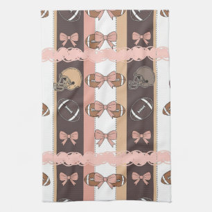 Coquette Football Bows Leopard Pattern (6) Tea Towel