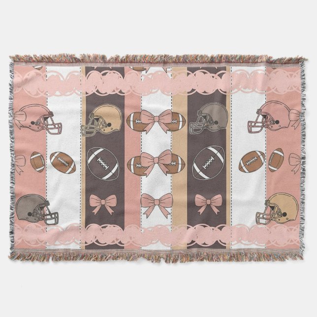 Coquette Football Bows Leopard Pattern (6) Throw Blanket (Front)