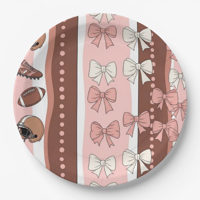 Coquette Football Bows Leopard Pattern (7) Paper Plate (Front)
