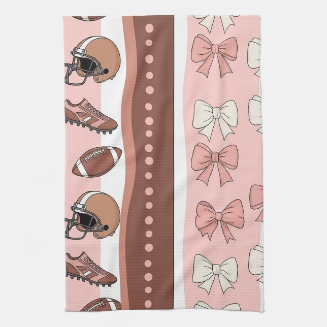 Coquette Football Bows Leopard Pattern (7) Tea Towel (Vertical)