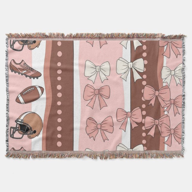 Coquette Football Bows Leopard Pattern (7) Throw Blanket (Front)