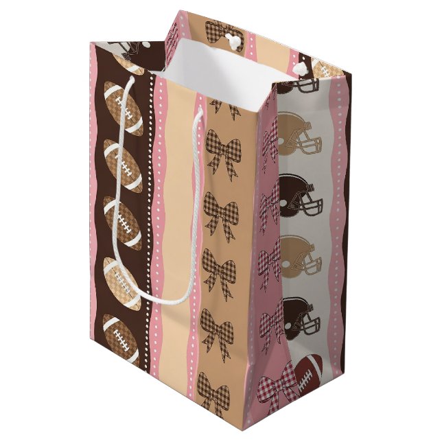 Coquette Football Bows Leopard Pattern (8) Medium Gift Bag (Front Angled)