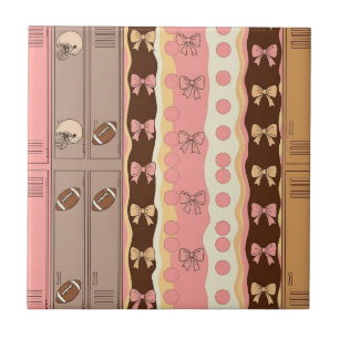 Coquette Football Bows Leopard Pattern (8) Tile