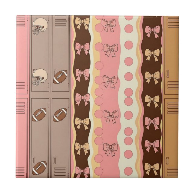Coquette Football Bows Leopard Pattern (8) Tile (Front)