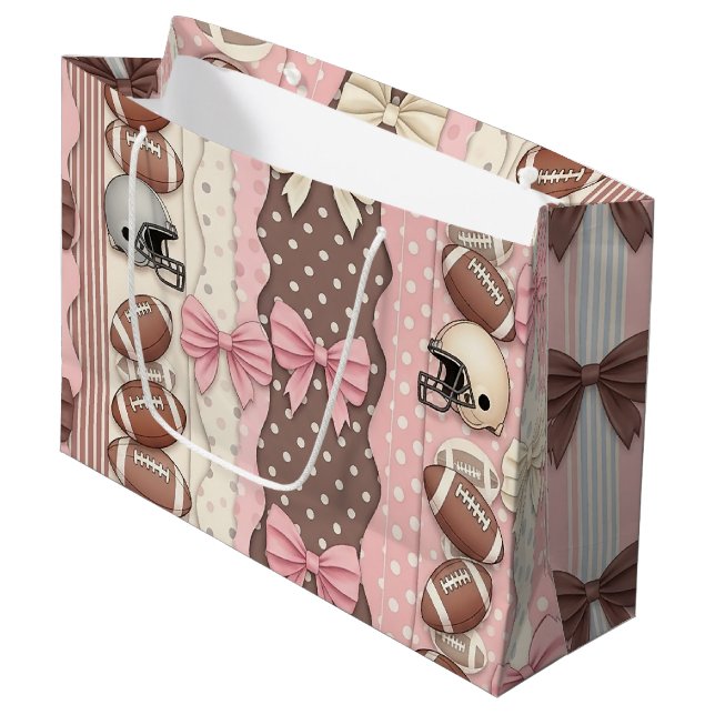 Coquette Football Bows Leopard Pattern (9) Large Gift Bag (Front Angled)