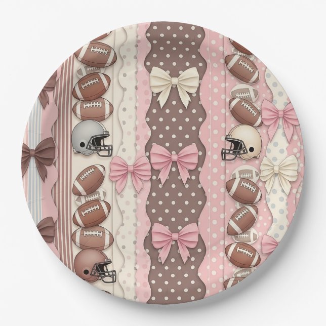 Coquette Football Bows Leopard Pattern (9) Paper Plate (Front)
