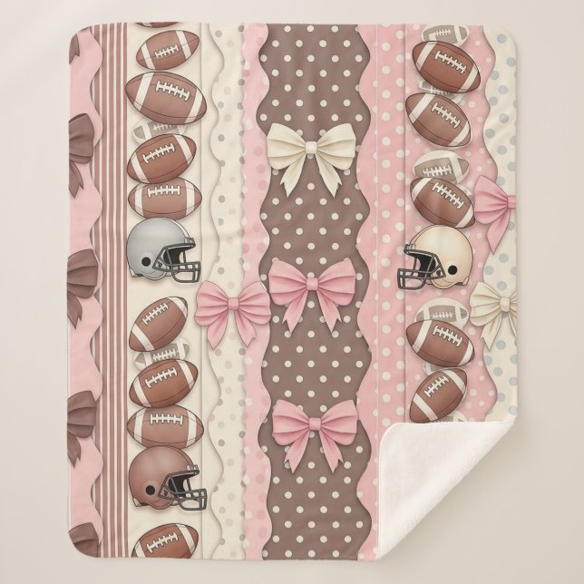 Coquette Football Bows Leopard Pattern (9) Sherpa Blanket (Front)