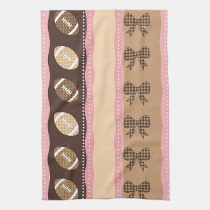 Coquette Football Bows Leopard Pattern (9) Tea Towel
