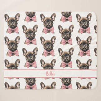 Coquette Frenchie Costumizable Name Sherpa Blanket
