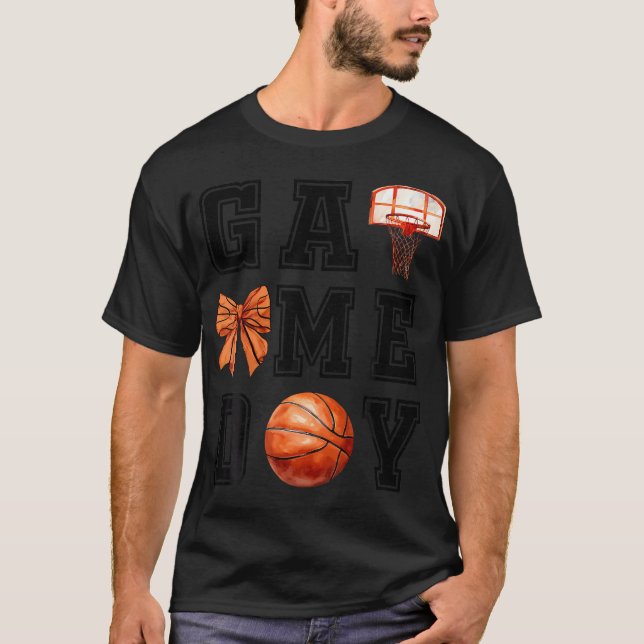 Coquette Game Day Basketball Mama Mum Basketball S T-Shirt (Front)