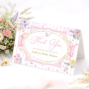 Coquette Garden Baby Girl Shower Thank You Card
