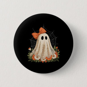 Coquette Ghost Halloween Flower Ghost Spooky Lace  6 Cm Round Badge
