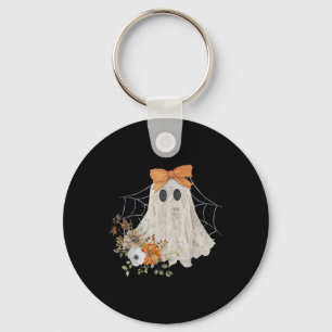 Coquette Ghost Halloween Flower Ghost Spooky Lace Key Ring