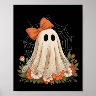 Coquette Ghost Halloween Flower Ghost Spooky Lace  Poster