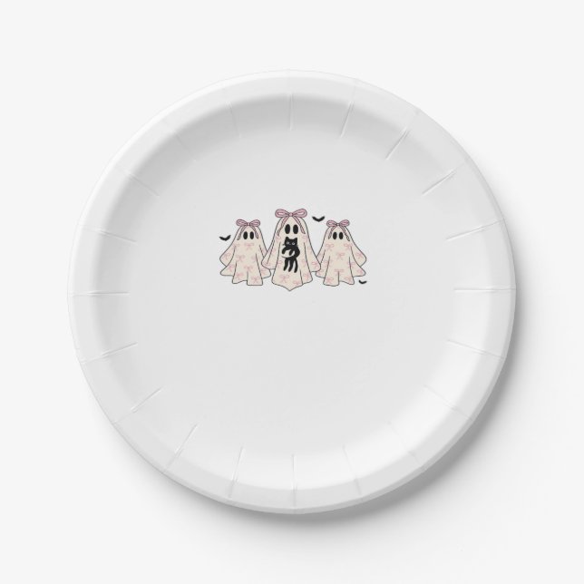 Coquette ghosts with a black cat Classic T-Shirt Paper Plate (Front)