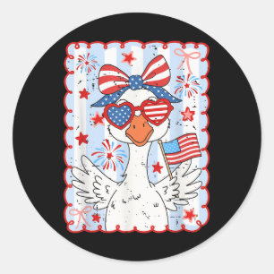 Coquette Girly 4th Of July Mama Goose Lover Indepe Classic Round Sticker