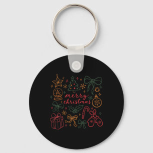 Coquette Girly Christmas Holly Xmas Jolly Merry Ch Key Ring