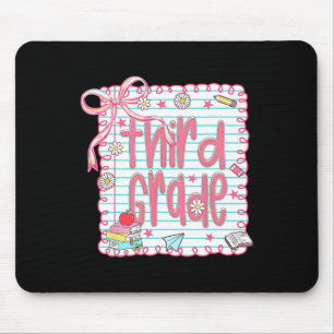 Coquette Girly Pink Bow Third Grade Teacher Back T Mouse Pad