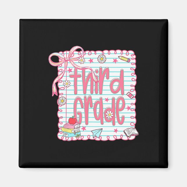 Coquette Girly Pink Bow Third Grade Teacher Ck To  Magnet (Front)