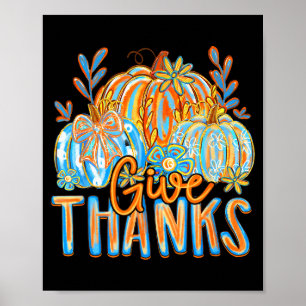 Coquette Give Thanks Christian Thanksgiving Floral Poster