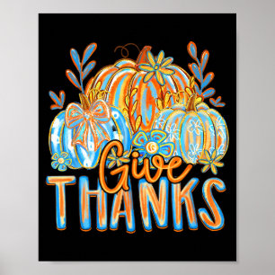 Coquette Give Thanks Christian Thanksgiving Floral Poster