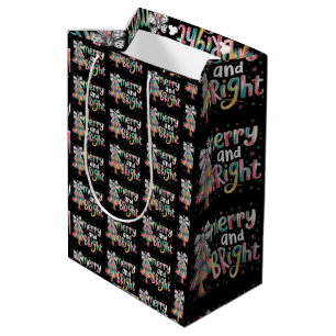 Coquette Glitter Christmas Tree Merry and Bright Medium Gift Bag