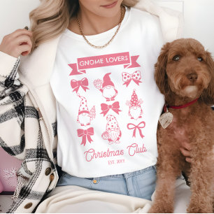 Coquette Gnome Lovers Christmas Club -Pink White Tri-Blend Shirt