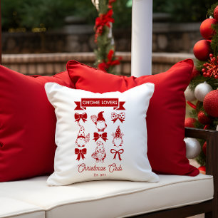 Coquette Gnome Lovers Christmas Club - Red White Cushion