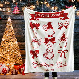 Coquette Gnome Lovers Christmas Club - Red   White Fleece Blanket