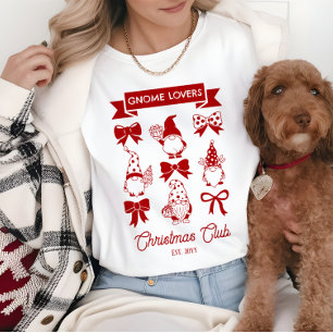 Coquette Gnome Lovers Christmas Club - Red   White Tri-Blend Shirt