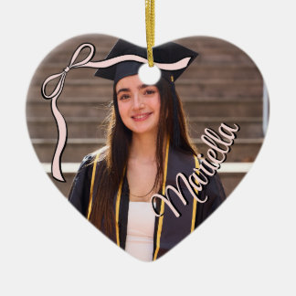 Coquette Graduate Pink Bow Graduation Class Year Ceramic Tree Decoration