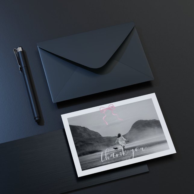 Coquette Graduation Pink Ribbon Thank You Card (Creator Uploaded)