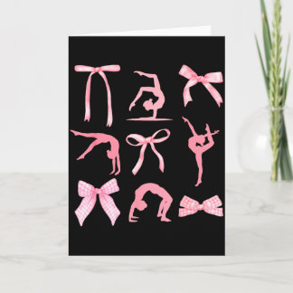 Coquette gymnastics cute bow gymnasts women girls card