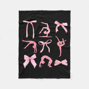 Coquette gymnastics cute bow gymnasts women girls fleece blanket