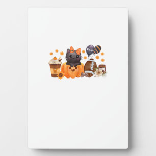 Coquette Halloween Cute Cat Pumpkin Football Fall Plaque