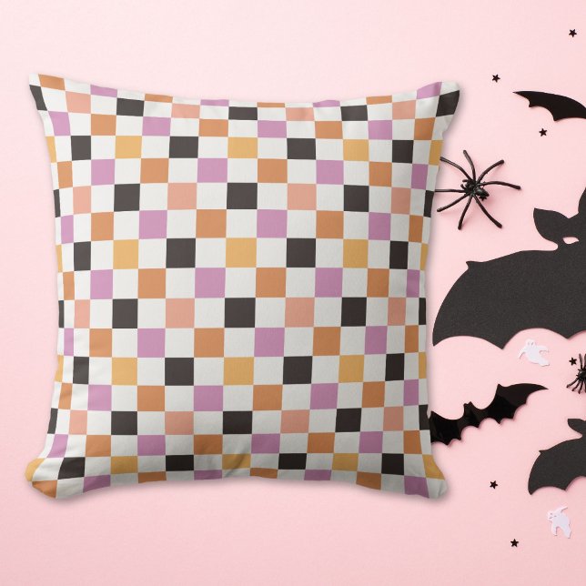 Coquette Halloween Party Chequerboard Chequered Cushion (Creator Uploaded)