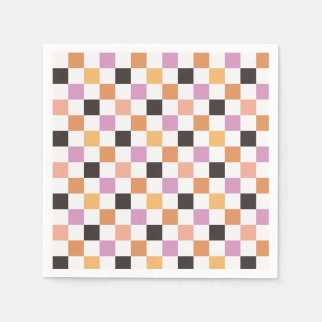 Coquette Halloween Party Chequerboard Chequered Napkin (Front)
