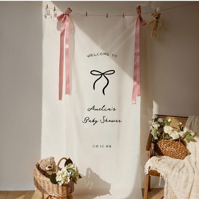 coquette hand drawn baby shower banner (Creator Uploaded)