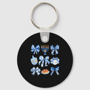 Coquette Hanukkah Bow Jewish Bow Menorah Bow Women Key Ring