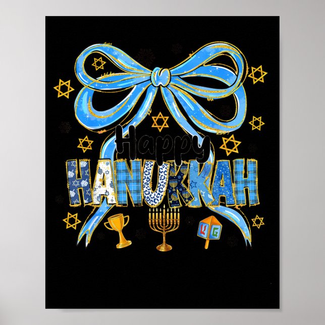 Coquette Hanukkah Bow Jewish Bow Menorah Bow Women Poster (Front)
