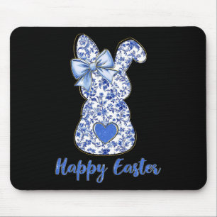 Coquette Happy Easter Blue Floral Chinoiserie Bunn Mouse Pad