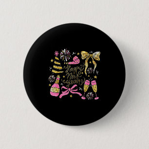 Coquette Happy New Year 2026 Champagne New Year's  6 Cm Round Badge