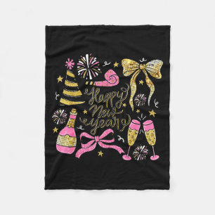 Coquette Happy New Year 2026 Champagne New Year's Fleece Blanket