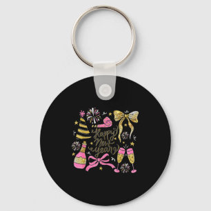 Coquette Happy New Year 2026 Champagne New Year's  Key Ring