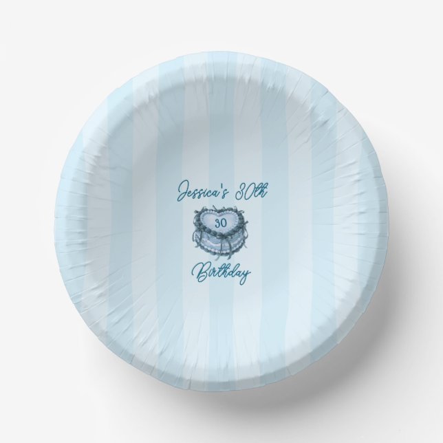 Coquette Heart Birthday Cake Paper Plate (Front)