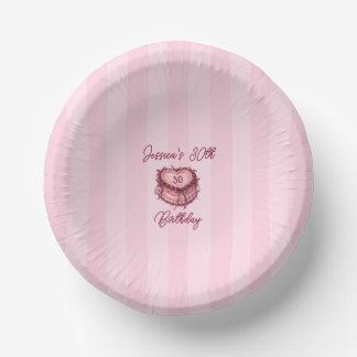 Coquette Heart Birthday Cake Paper Plate