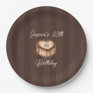 Coquette Heart Birthday Cake Paper Plate