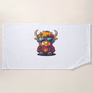 Coquette Highland Cow Bubblegum Tshirt Design, Hol Beach Towel