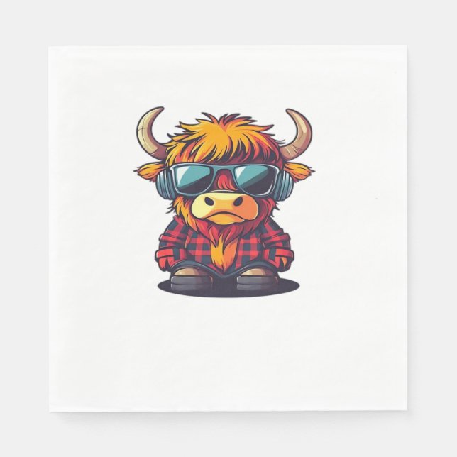Coquette Highland Cow Bubblegum Tshirt Design, Hol Napkin (Front)
