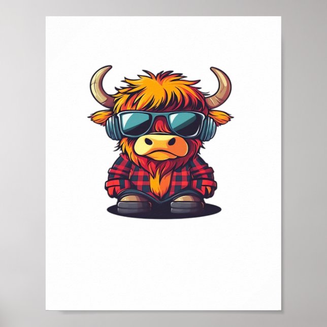 Coquette Highland Cow Bubblegum Tshirt Design, Hol Poster (Front)